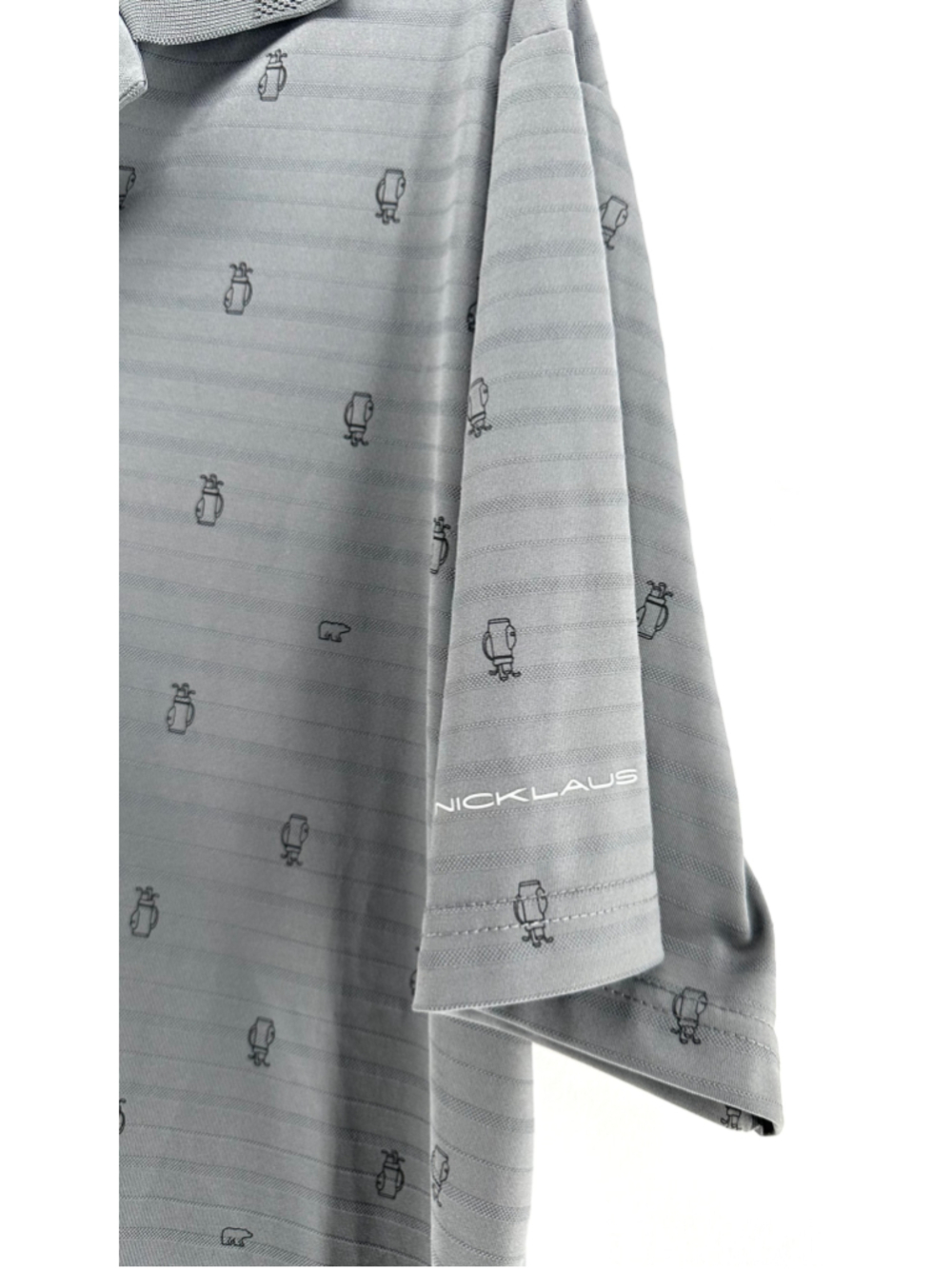Men's L NICKLAUS Gray GOLF BAG PRINT Polo SS Shirt DRI-FIT Eco Choice Recycled - Picture 3 of 10
